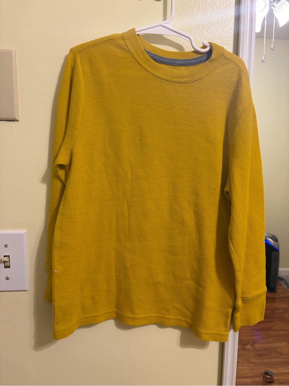 Kids Mustard Crewneck Waffle Knit Sweater